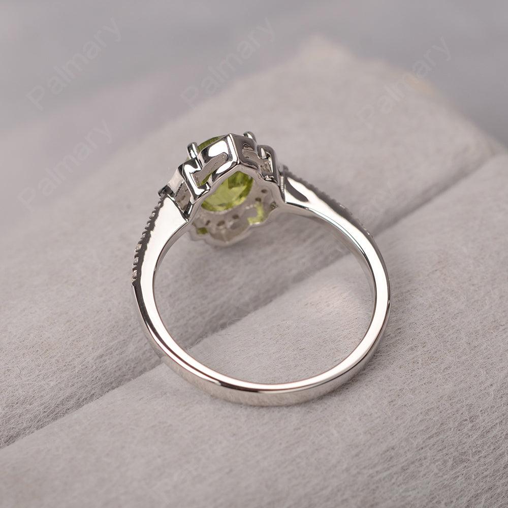 Oval Cut Petal Peridot Engagement Ring - Palmary