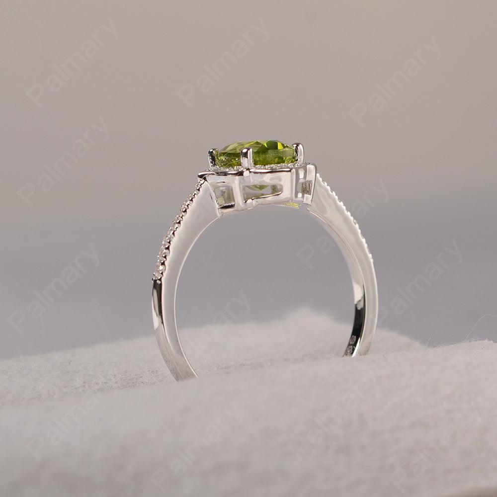 Oval Cut Petal Peridot Engagement Ring - Palmary