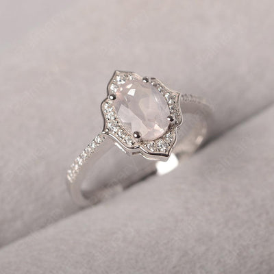 Oval Cut Petal Rose Quartz Engagement Ring - Palmary