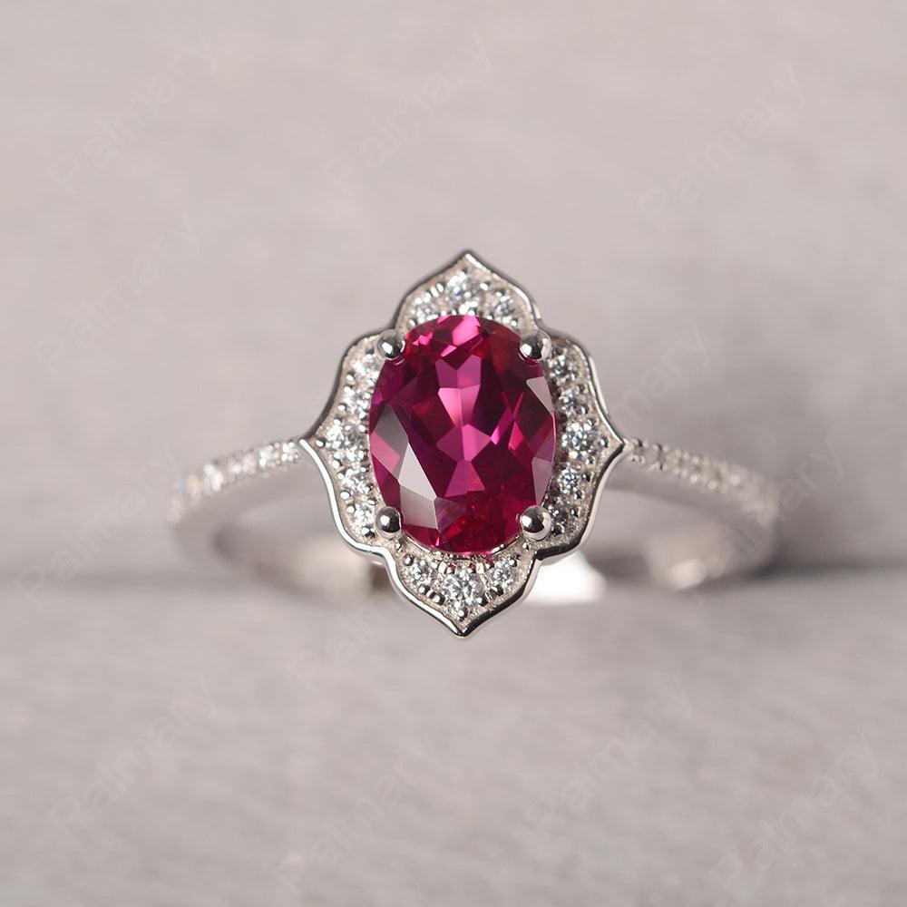 Oval Cut Petal Ruby Engagement Ring - Palmary