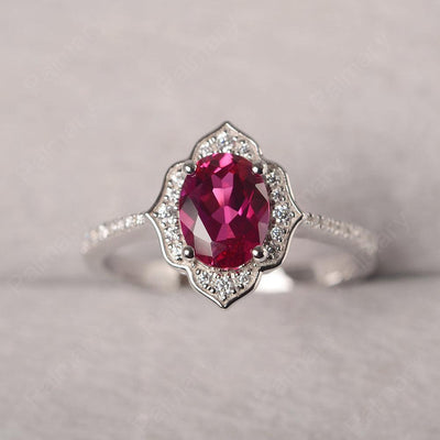 Oval Cut Petal Ruby Engagement Ring - Palmary