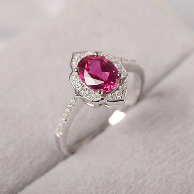 Oval Cut Petal Ruby Engagement Ring - Palmary