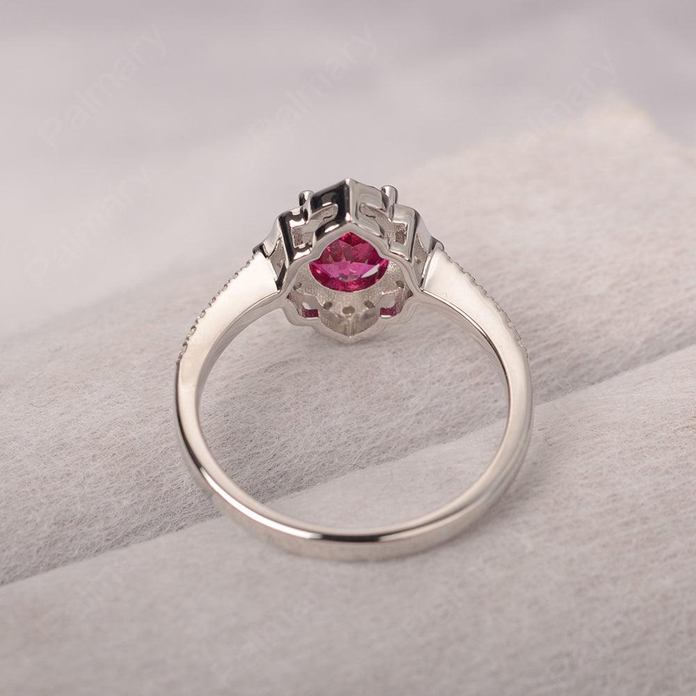 Oval Cut Petal Ruby Engagement Ring - Palmary