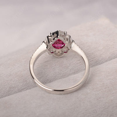 Oval Cut Petal Ruby Engagement Ring - Palmary