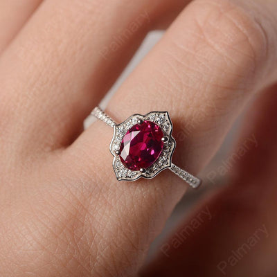 Oval Cut Petal Ruby Engagement Ring - Palmary