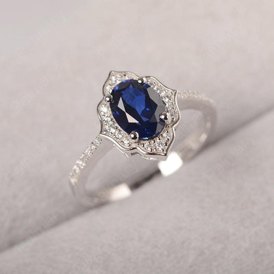 Oval Cut Petal Sapphire Engagement Ring - Palmary