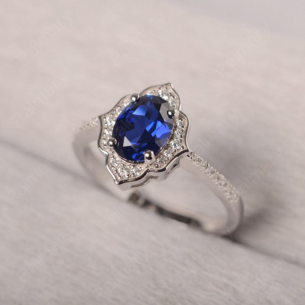 Oval Cut Petal Sapphire Engagement Ring - Palmary