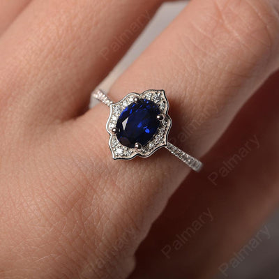 Oval Cut Petal Sapphire Engagement Ring - Palmary