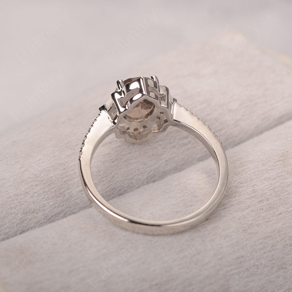 Oval Cut Petal Smoky Quartz  Engagement Ring - Palmary
