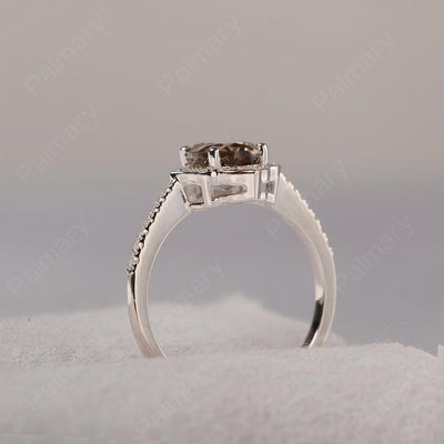 Oval Cut Petal Smoky Quartz  Engagement Ring - Palmary