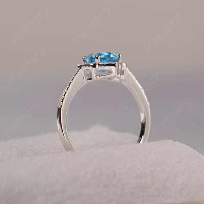 Oval Cut Petal Swiss Blue Topaz Engagement Ring - Palmary