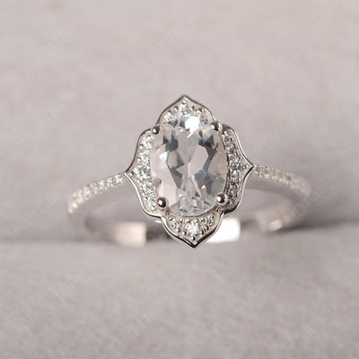 Oval Cut Petal White Topaz Engagement Ring - Palmary