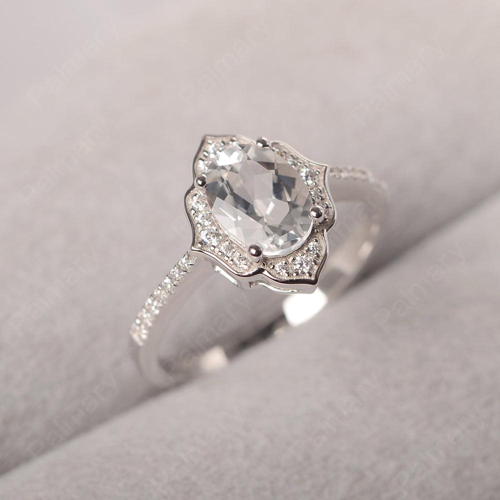 Oval Cut Petal White Topaz Engagement Ring - Palmary