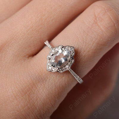 Oval Cut Petal White Topaz Engagement Ring - Palmary