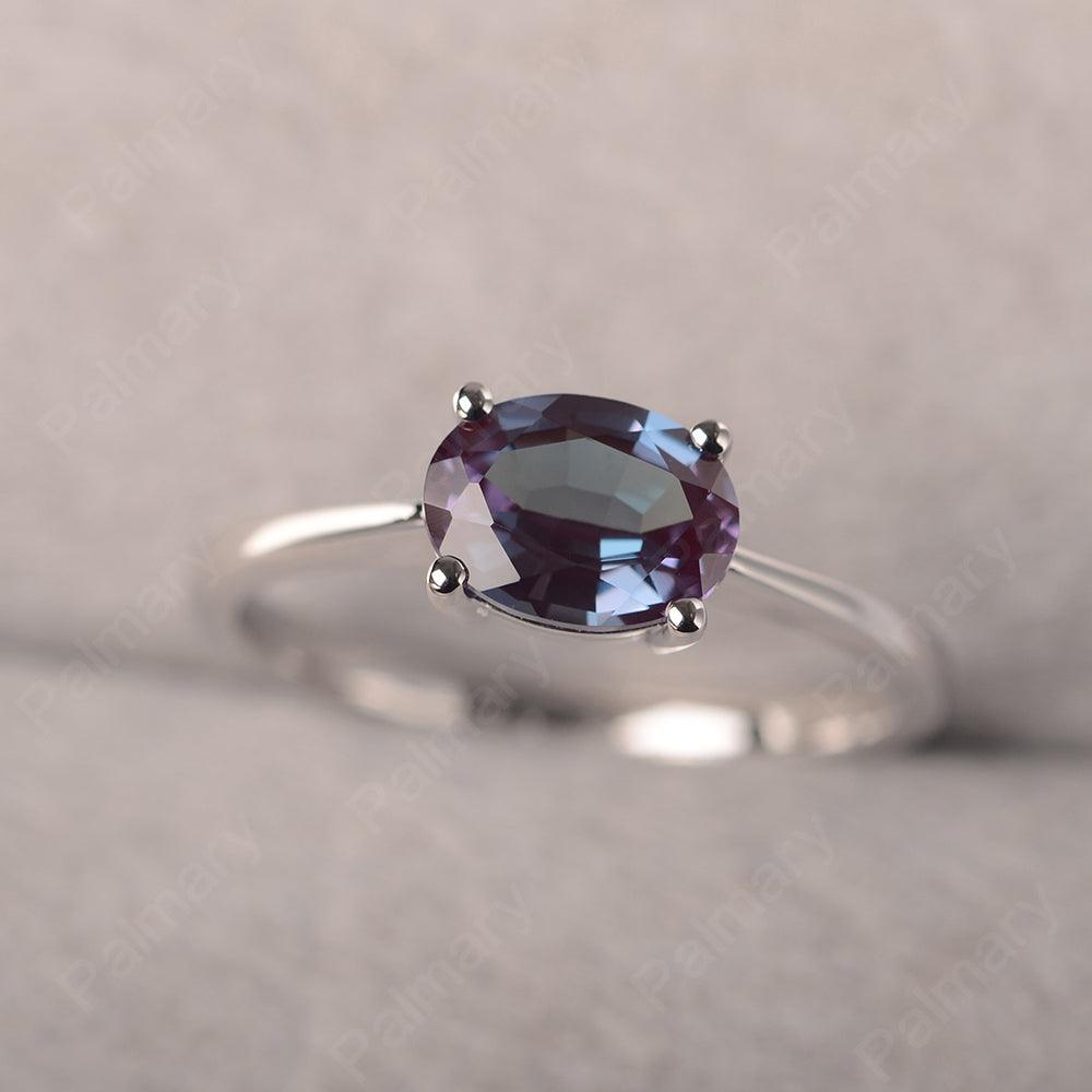 East West Oval Cut Alexandrite Solitaire Ring - Palmary