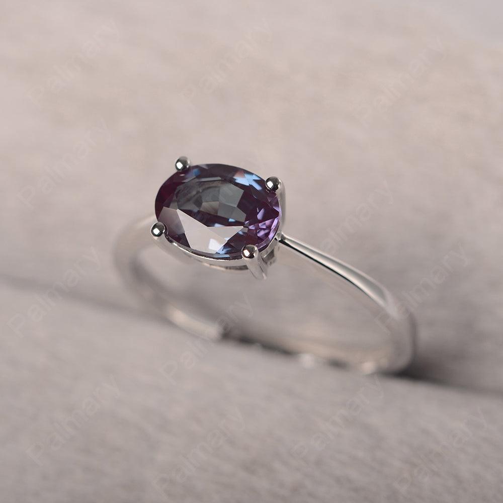 East West Oval Cut Alexandrite Solitaire Ring - Palmary