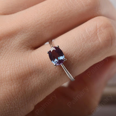 East West Oval Cut Alexandrite Solitaire Ring - Palmary