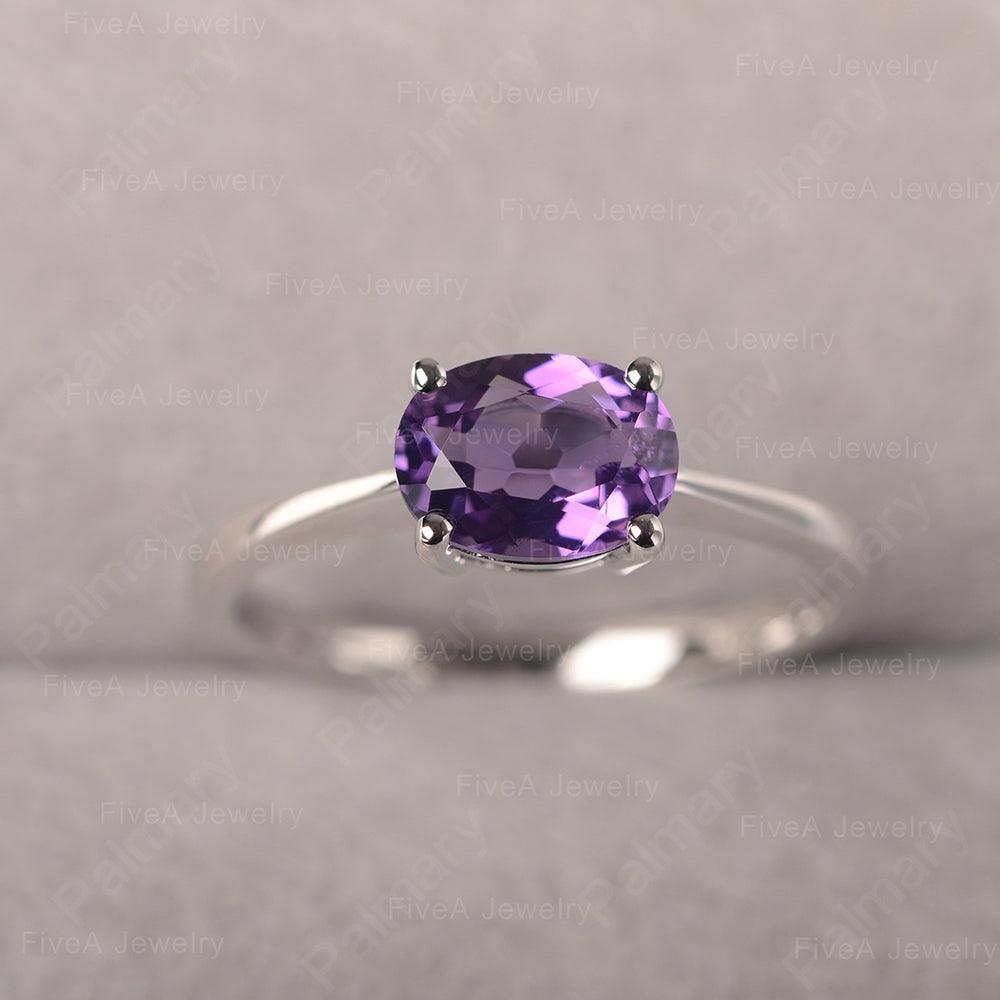 East West Oval Cut Amethyst Solitaire Ring - Palmary
