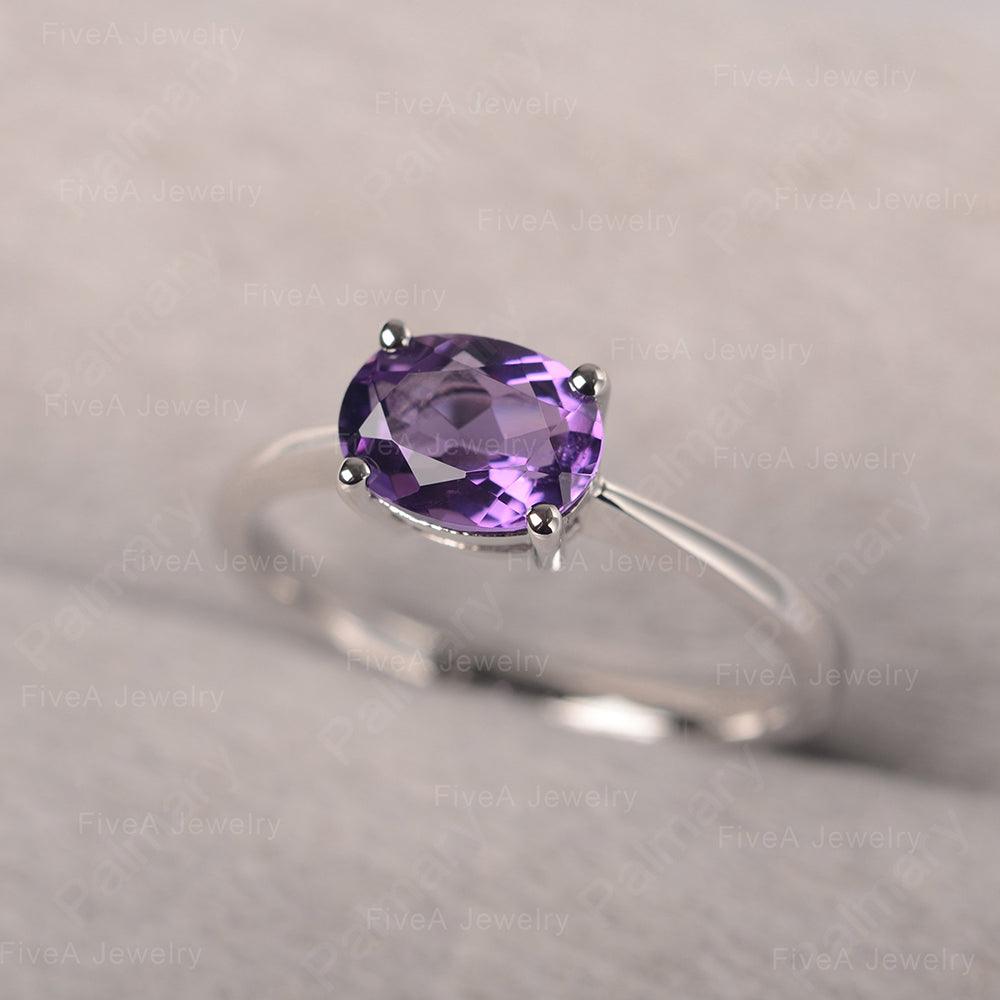 East West Oval Cut Amethyst Solitaire Ring - Palmary