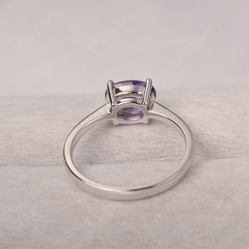 East West Oval Cut Amethyst Solitaire Ring - Palmary