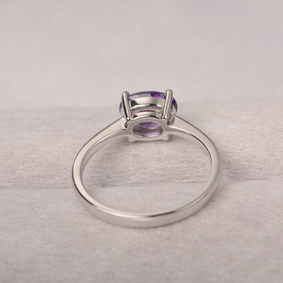 East West Oval Cut Amethyst Solitaire Ring - Palmary
