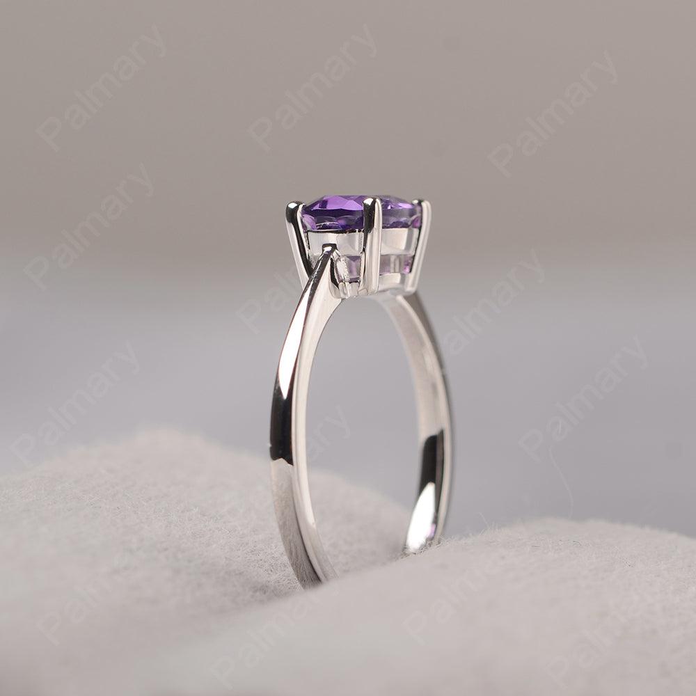 East West Oval Cut Amethyst Solitaire Ring - Palmary