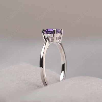 East West Oval Cut Amethyst Solitaire Ring - Palmary