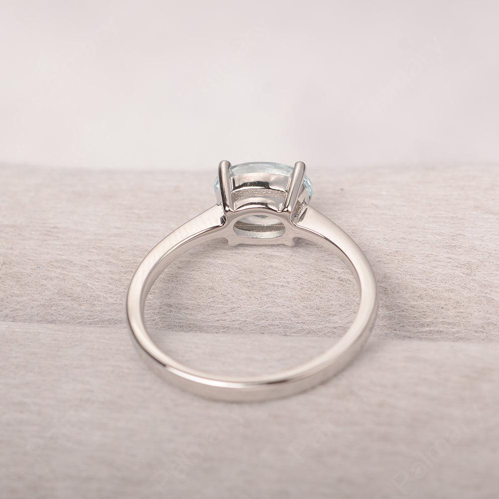 East West Oval Cut Aquamarine Solitaire Ring - Palmary