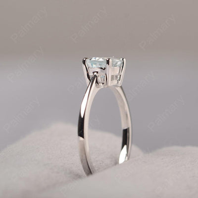 East West Oval Cut Aquamarine Solitaire Ring - Palmary