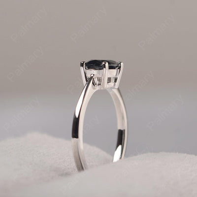 East West Oval Cut Black Spinel Solitaire Ring - Palmary