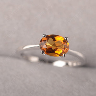 East West Oval Cut Citrine Solitaire Ring - Palmary