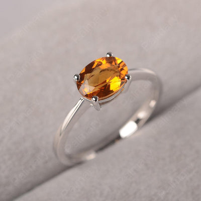 East West Oval Cut Citrine Solitaire Ring - Palmary