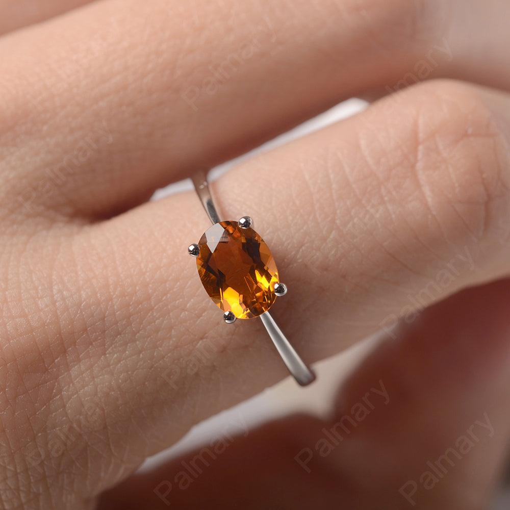 East West Oval Cut Citrine Solitaire Ring - Palmary