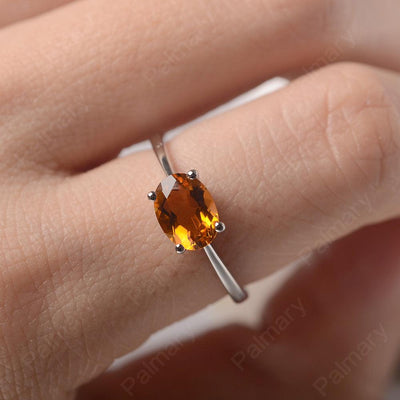East West Oval Cut Citrine Solitaire Ring - Palmary