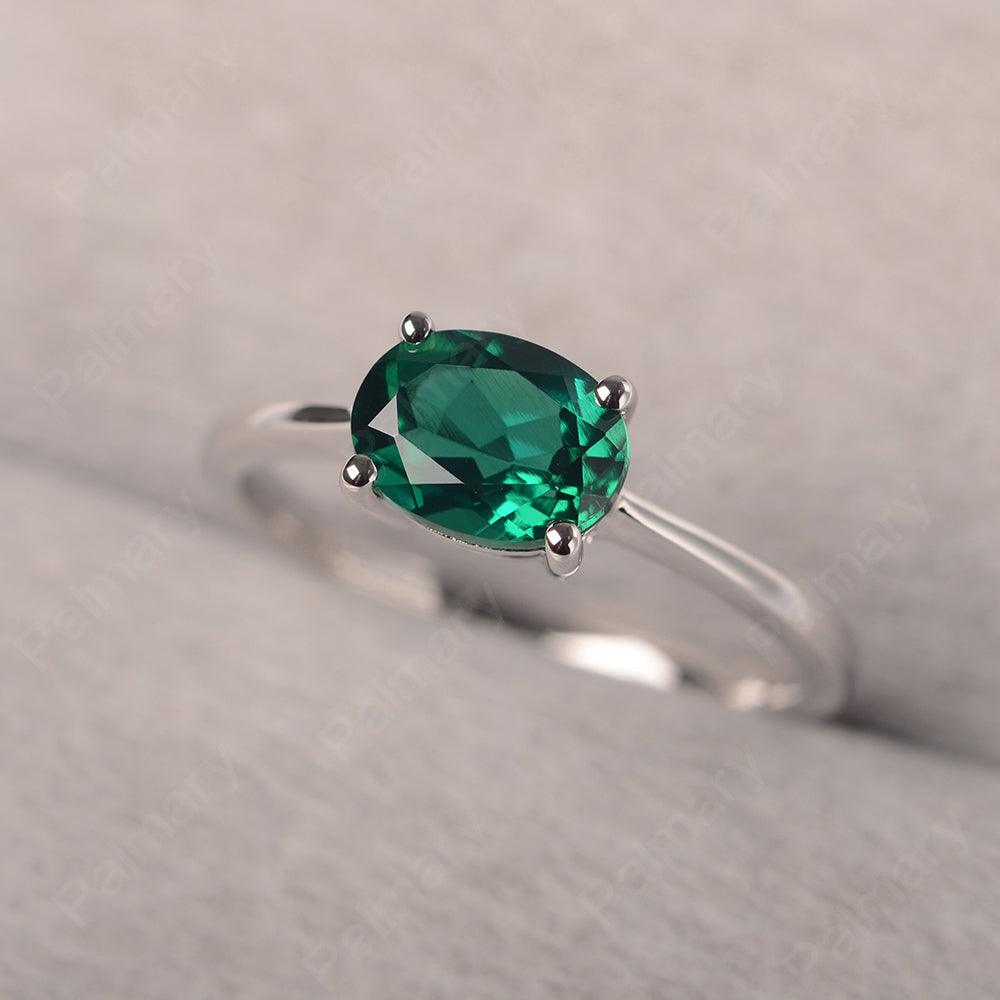 East West Oval Cut Emerald Solitaire Ring - Palmary