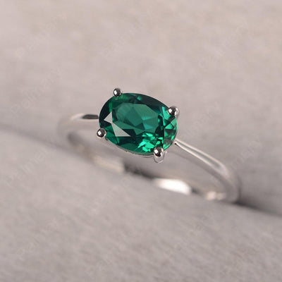 East West Oval Cut Emerald Solitaire Ring - Palmary