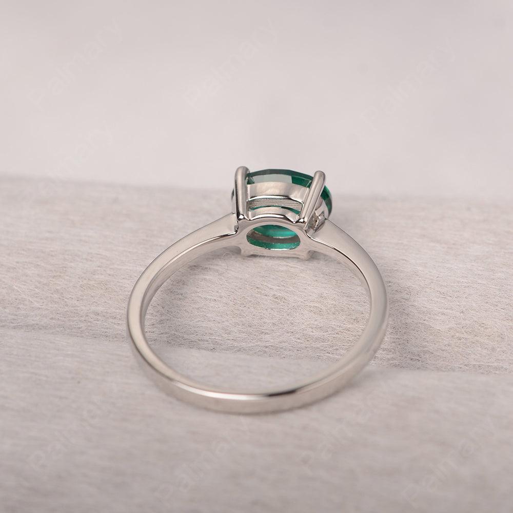 East West Oval Cut Emerald Solitaire Ring - Palmary