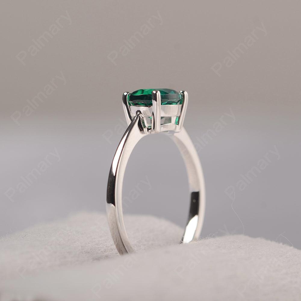 East West Oval Cut Emerald Solitaire Ring - Palmary