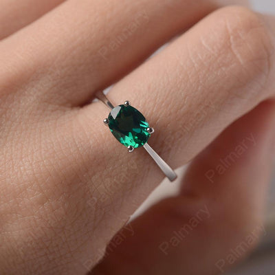 East West Oval Cut Emerald Solitaire Ring - Palmary