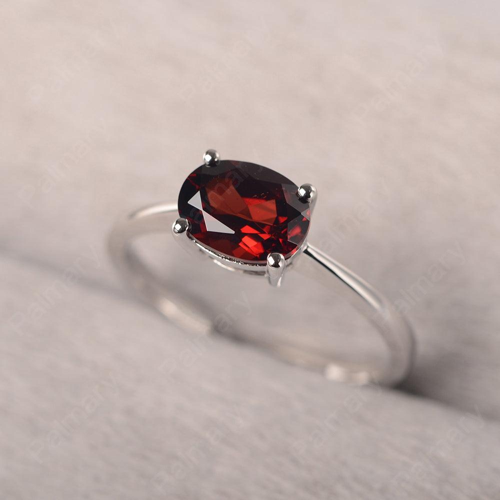 East West Oval Cut Garnet Solitaire Ring - Palmary