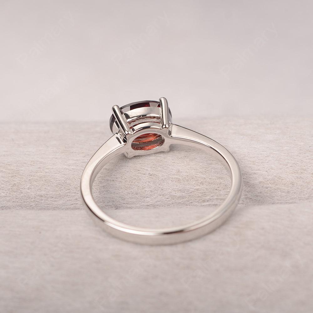 East West Oval Cut Garnet Solitaire Ring - Palmary