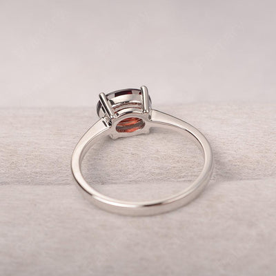 East West Oval Cut Garnet Solitaire Ring - Palmary