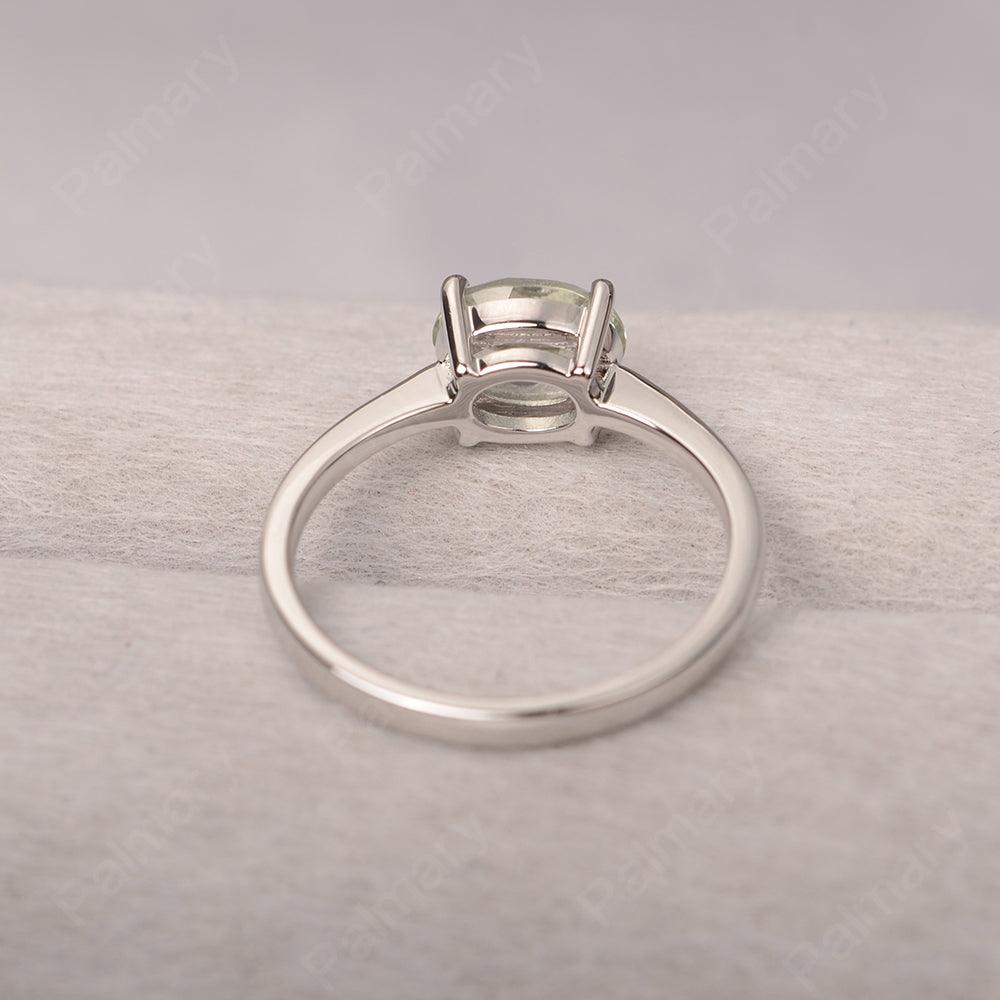 East West Oval Cut Green Amethyst Solitaire Ring - Palmary