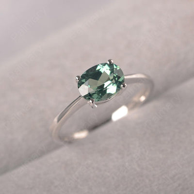 East West Oval Cut Green Sapphire Solitaire Ring - Palmary