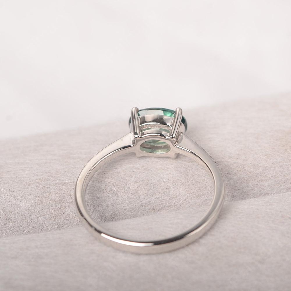 East West Oval Cut Green Sapphire Solitaire Ring - Palmary