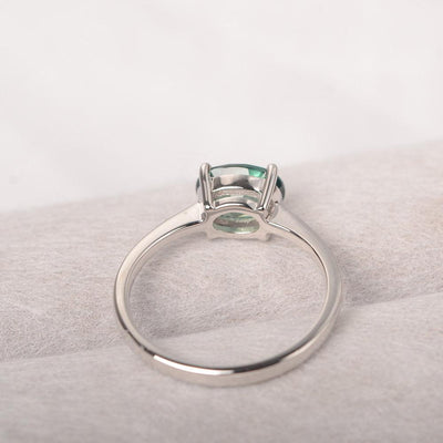 East West Oval Cut Green Sapphire Solitaire Ring - Palmary