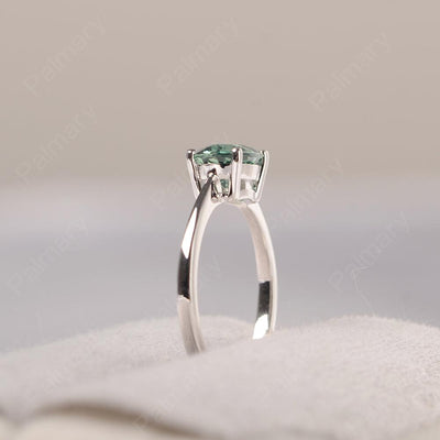 East West Oval Cut Green Sapphire Solitaire Ring - Palmary