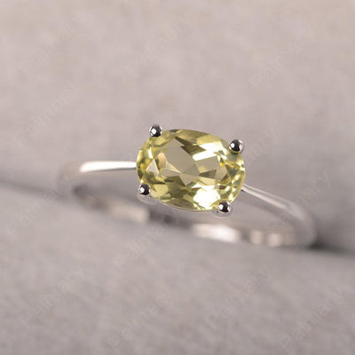 East West Oval Cut Lemon Quartz Solitaire Ring - Palmary