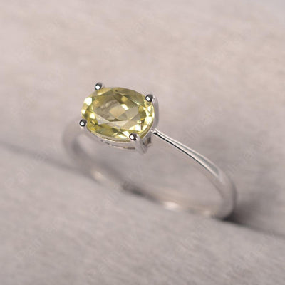 East West Oval Cut Lemon Quartz Solitaire Ring - Palmary