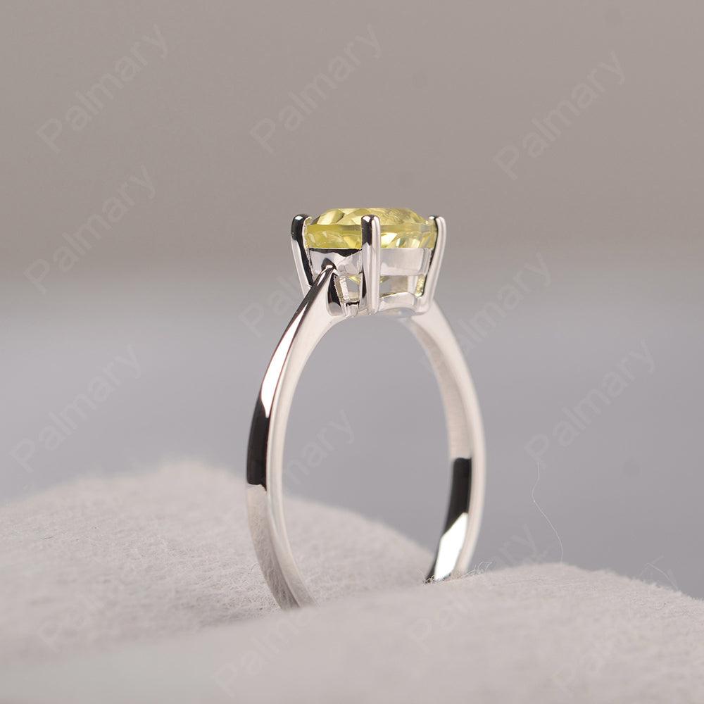 East West Oval Cut Lemon Quartz Solitaire Ring - Palmary